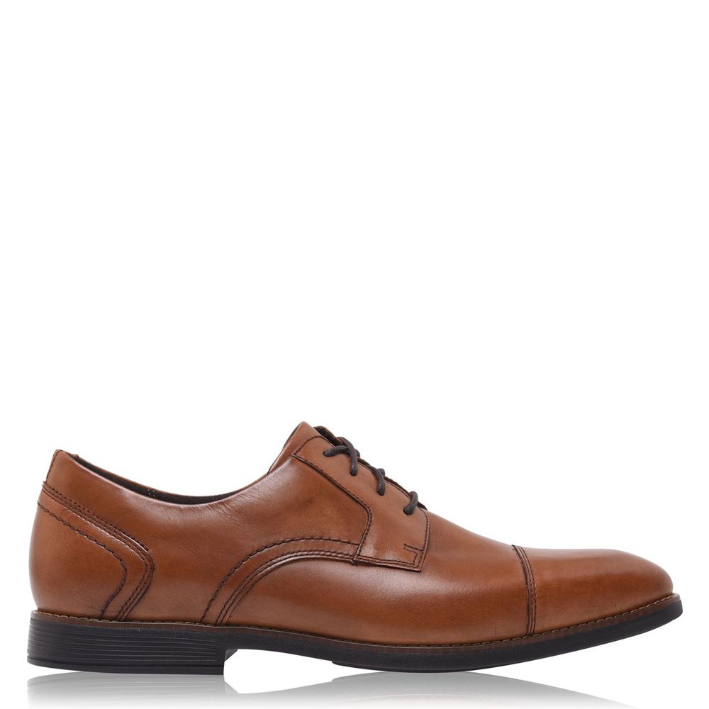 Rockport Men's Slayter Cap Toe Blucher Oxfords - Cognac - USA (9614GNXRD)